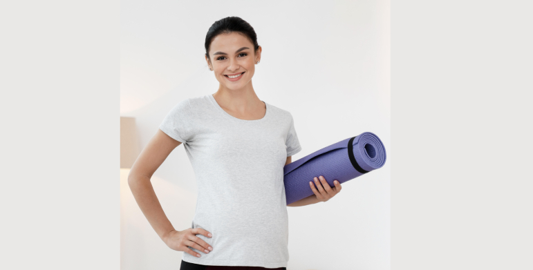 Certified yoga instructor showing credentials